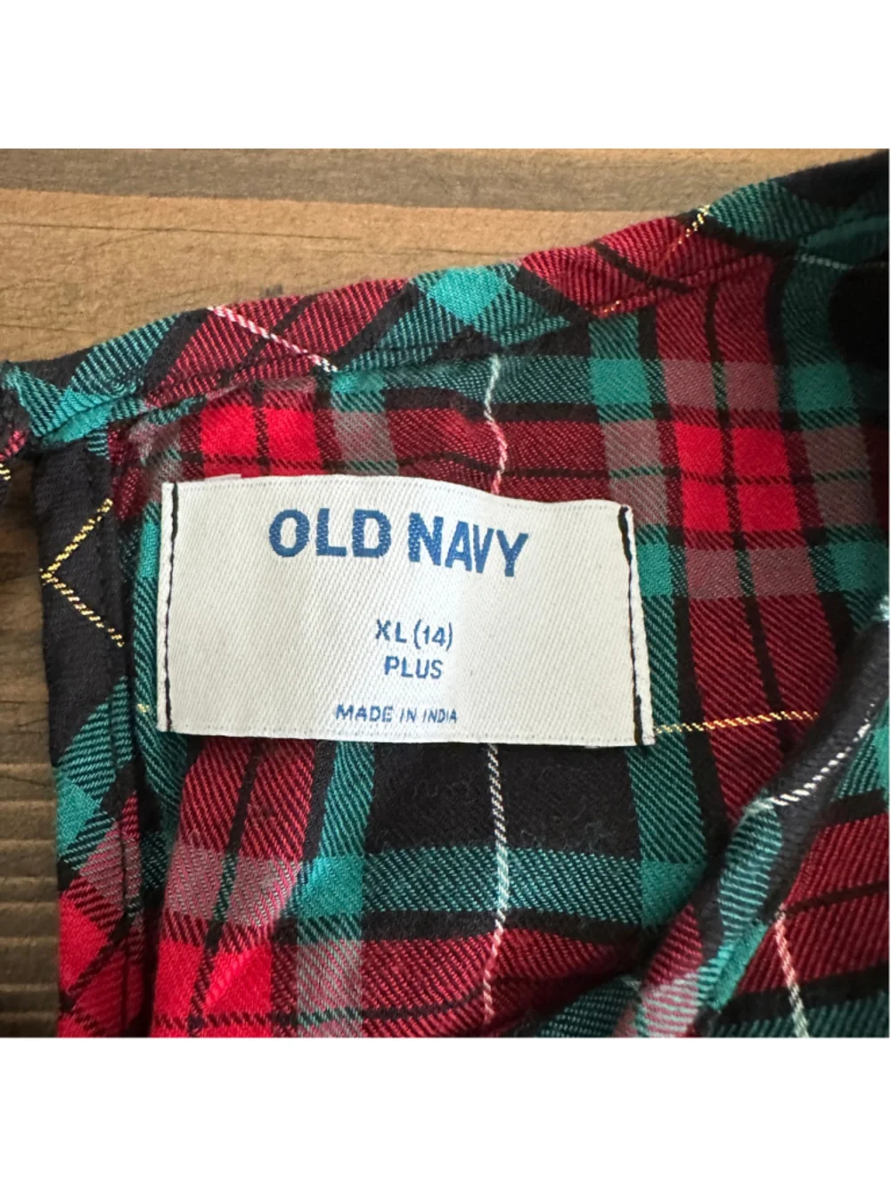 Girls Old Navy Plaid Tiered Dress XL 14 Plus Red Green Gold Holiday
